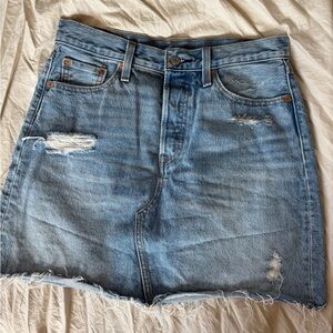 Levi's Light Blue Distressed Mini Skirt